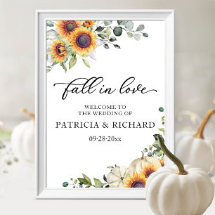 Poster Panneau de bienvenue de mariage aux tournesols de 