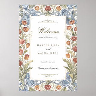 Poster Panneau de bienvenue de mariage aux tulipes romant