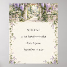 Panneau de bienvenue de mariage avec arche de jard