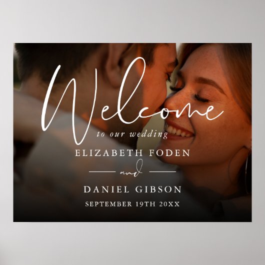 Poster Panneau de bienvenue de mariage avec écriture blan (Devant)