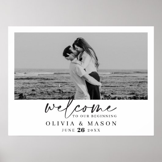 Poster Panneau de bienvenue de mariage avec écriture mode (Devant)