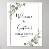 Poster panneau de bienvenue de mariage avec eucalyptus aq (Devant)