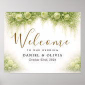 Poster Panneau de bienvenue de mariage avec feuillage de (Devant)