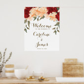 Poster Panneau de bienvenue de mariage avec fleurs de pêc (Cuisine)