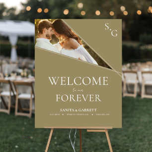 Poster Panneau de bienvenue de mariage avec photo contemp