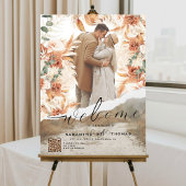 Poster Panneau de bienvenue de mariage avec photo de fleu