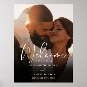 Poster Panneau de bienvenue de mariage avec photo de styl