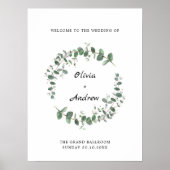 Poster Panneau de bienvenue de mariage avec verdure (Devant)