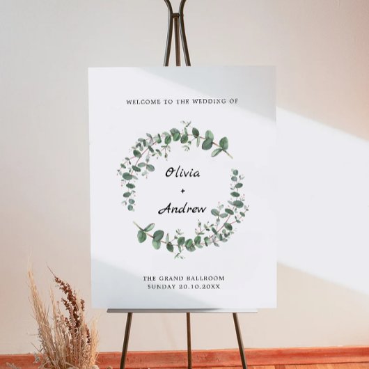 Poster Panneau de bienvenue de mariage avec verdure