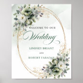 Poster Panneau de bienvenue de mariage avec verdure de co (Devant)