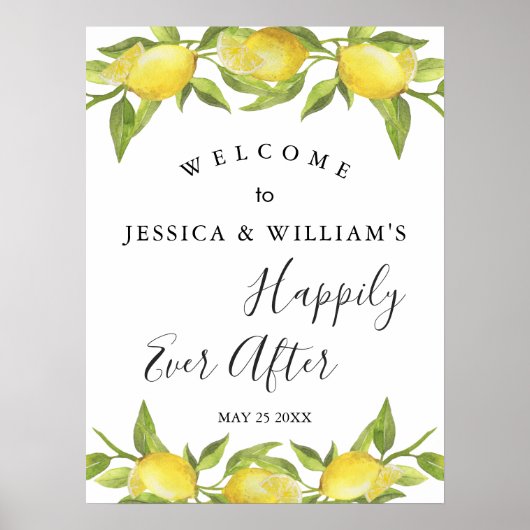 Poster Panneau de bienvenue de mariage avec verdure de fl (Devant)