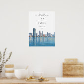 Poster Panneau de bienvenue de mariage avec vue sur Miami (Cuisine)