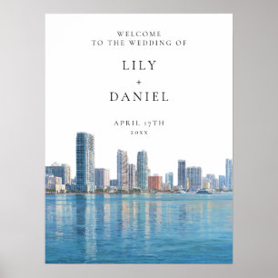 Poster Panneau de bienvenue de mariage avec vue sur Miami