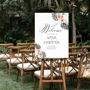 Poster Panneau de bienvenue de mariage Black Palm