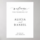 Poster Panneau de bienvenue de mariage blanc élégant avec (Devant)