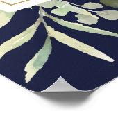 Poster Panneau de bienvenue de mariage bleu marine avec v (Coin)