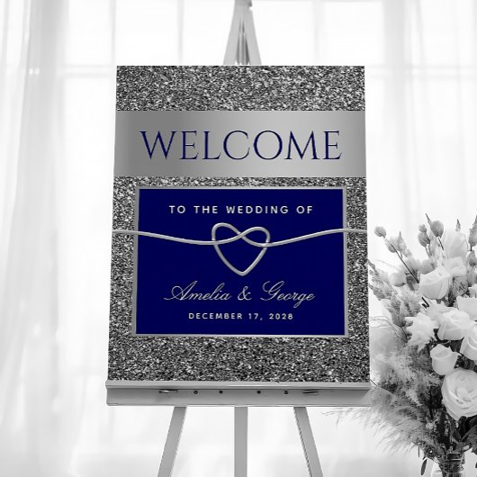 Poster Panneau de bienvenue de mariage bleu royal