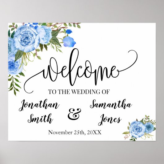 Poster Panneau de bienvenue de mariage bohème chic fleurs (Devant)