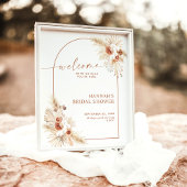 Poster Panneau de bienvenue de mariage boho avec herbe de