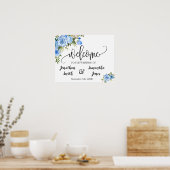 Poster Panneau de bienvenue de mariage boho chic fleurs b (Cuisine)