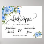 Poster Panneau de bienvenue de mariage boho chic fleurs b (Devant)