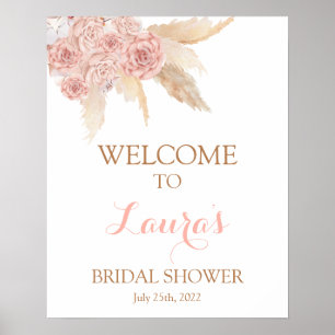Poster Panneau de bienvenue de mariage boho chic herbe de