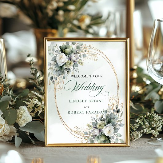 Poster Panneau de bienvenue de mariage botanique boho cla