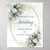 Poster Panneau de bienvenue de mariage botanique boho cla (Devant)