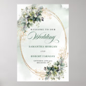 Poster Panneau de bienvenue de mariage botanique rustique (Devant)