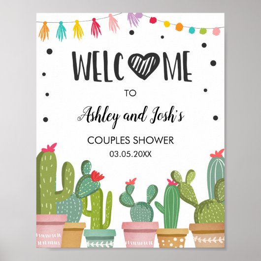 Poster Panneau de bienvenue de mariage Cactus Fiesta pour (Devant)
