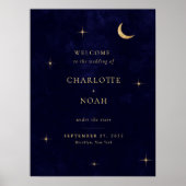 Poster Panneau de bienvenue de mariage céleste de minuit (Devant)
