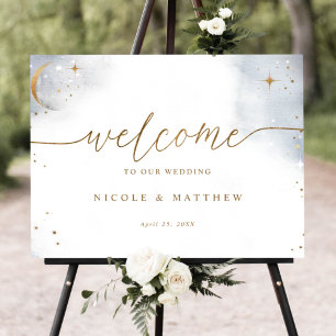 Poster Panneau de Bienvenue de Mariage Céleste Élégant
