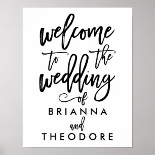 Poster Panneau de bienvenue de mariage chic écrit à la ma