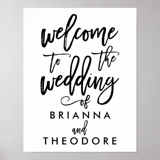 Poster Panneau de bienvenue de mariage chic écrit à la ma (Devant)
