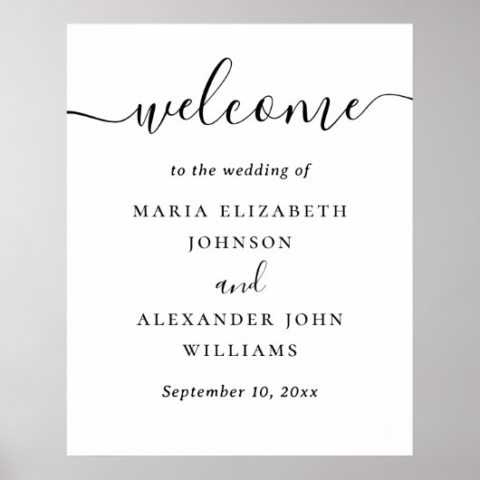 Poster Panneau de bienvenue de mariage | Classique minima (Devant)
