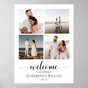 Poster Panneau de bienvenue de mariage collage photo 4 Sc