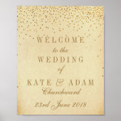 Poster Panneau de bienvenue de mariage confettis dorés gl (Devant)