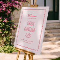 Panneau de bienvenue de mariage Cupidon dessiné à