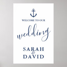 Panneau de bienvenue de mariage d'ancre de marine