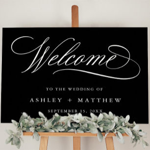 Poster Panneau de bienvenue de mariage de calligraphie ro