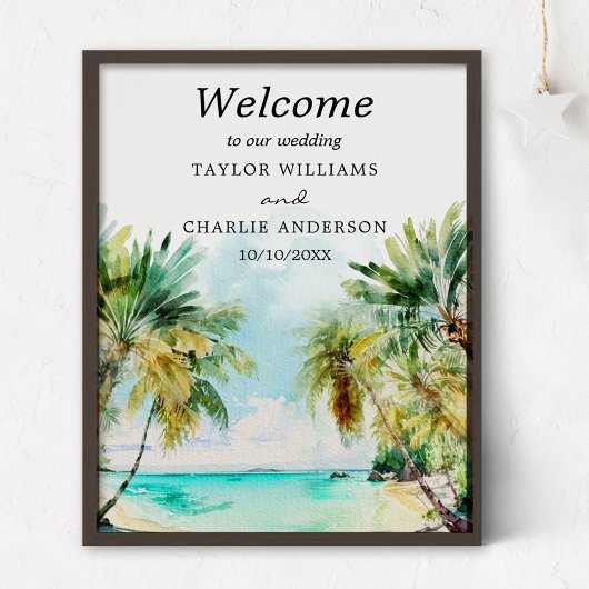 Poster Panneau de bienvenue de mariage de destination de 