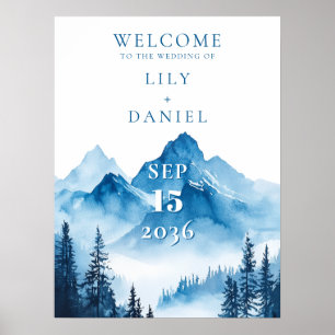 Poster Panneau de bienvenue de mariage de montagne à l'aq