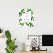 Poster Panneau de bienvenue de mariage de verdure boho d' (Bureau à domicile)
