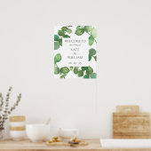 Poster Panneau de bienvenue de mariage de verdure boho d' (Cuisine)