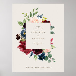 Poster Panneau de bienvenue de mariage d'élégance d'autom