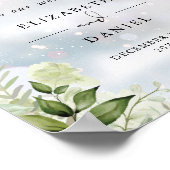 Poster Panneau de bienvenue de mariage d'hiver de verdure (Coin)