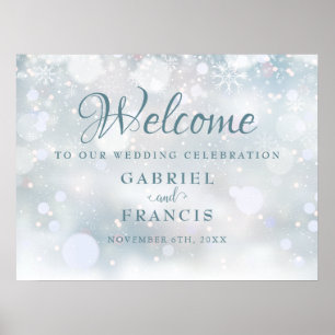 Poster Panneau de bienvenue de mariage d'hiver premières