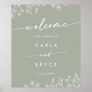 Poster Panneau de bienvenue de mariage DIY à fleurs sauva