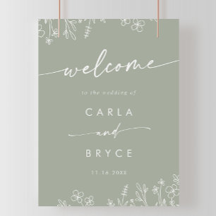 Poster Panneau de bienvenue de mariage DIY à fleurs sauva
