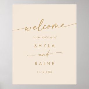 Poster Panneau de bienvenue de mariage DIY or vintage chi